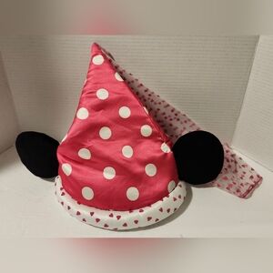Disney Parks Princess Minnie Mouse Ears Youth Hat Veil Polka Dot Hearts Pink